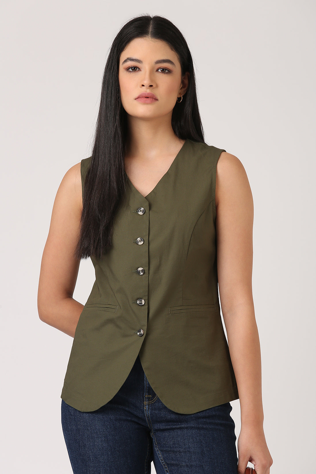 Olive Waistcoat Top
