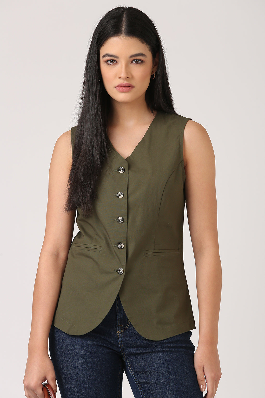 Olive Waistcoat Top