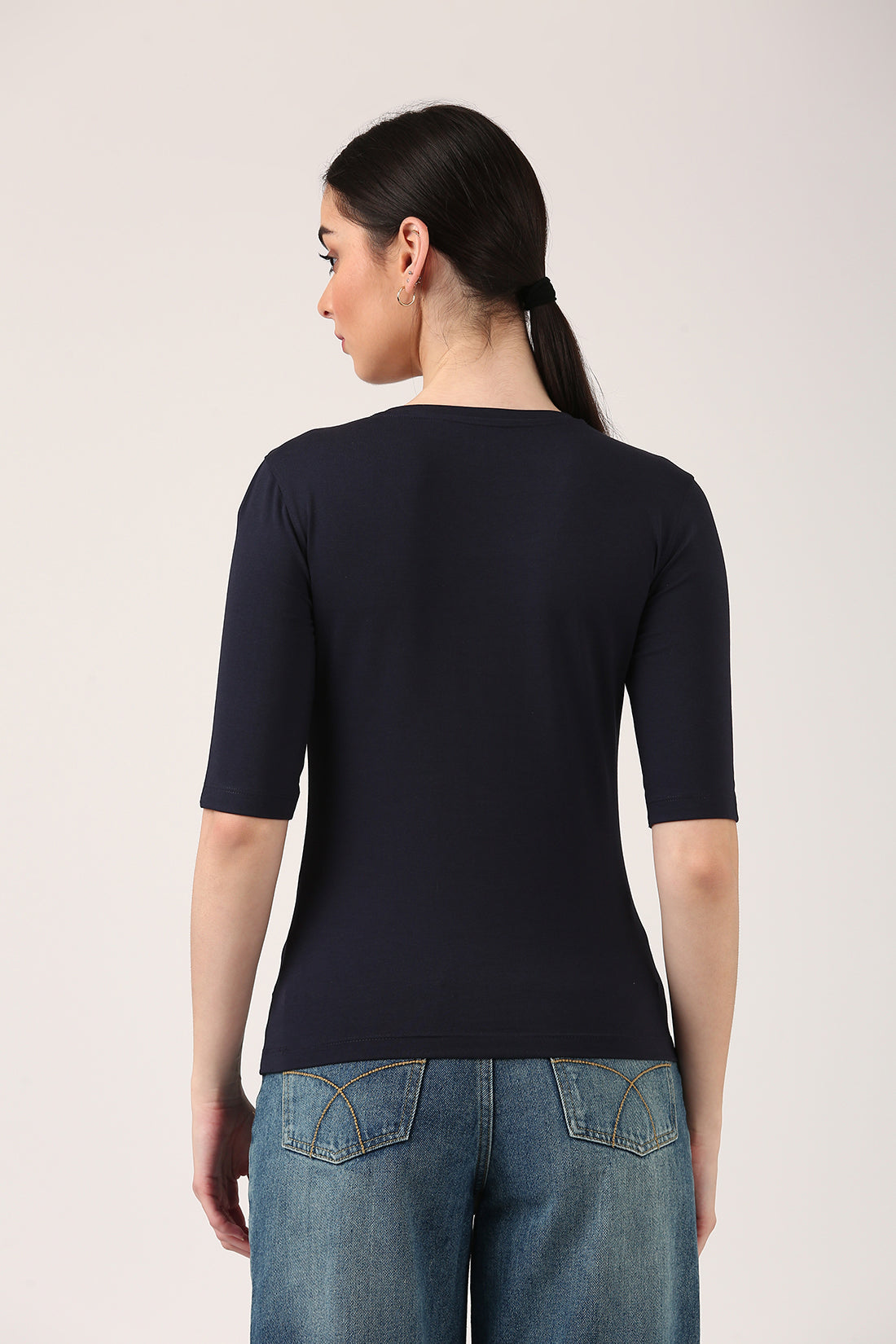 Navy Luxe 3/4 Sleeve Top