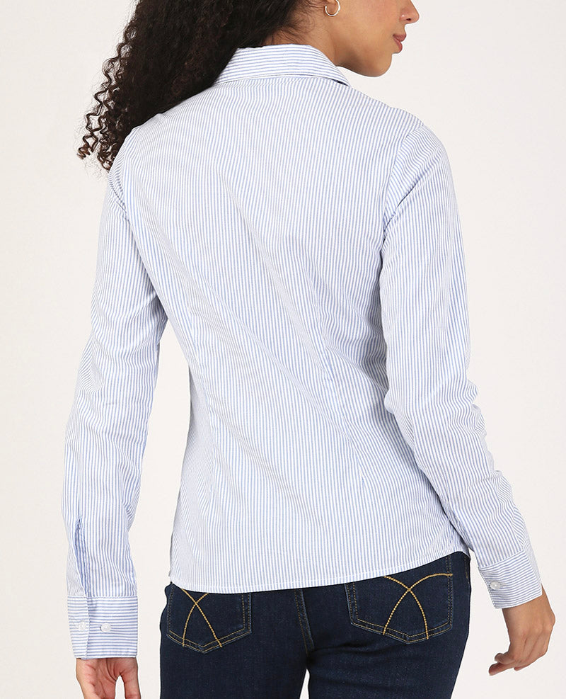 Fitted Stripe Blue Cotton Shirt