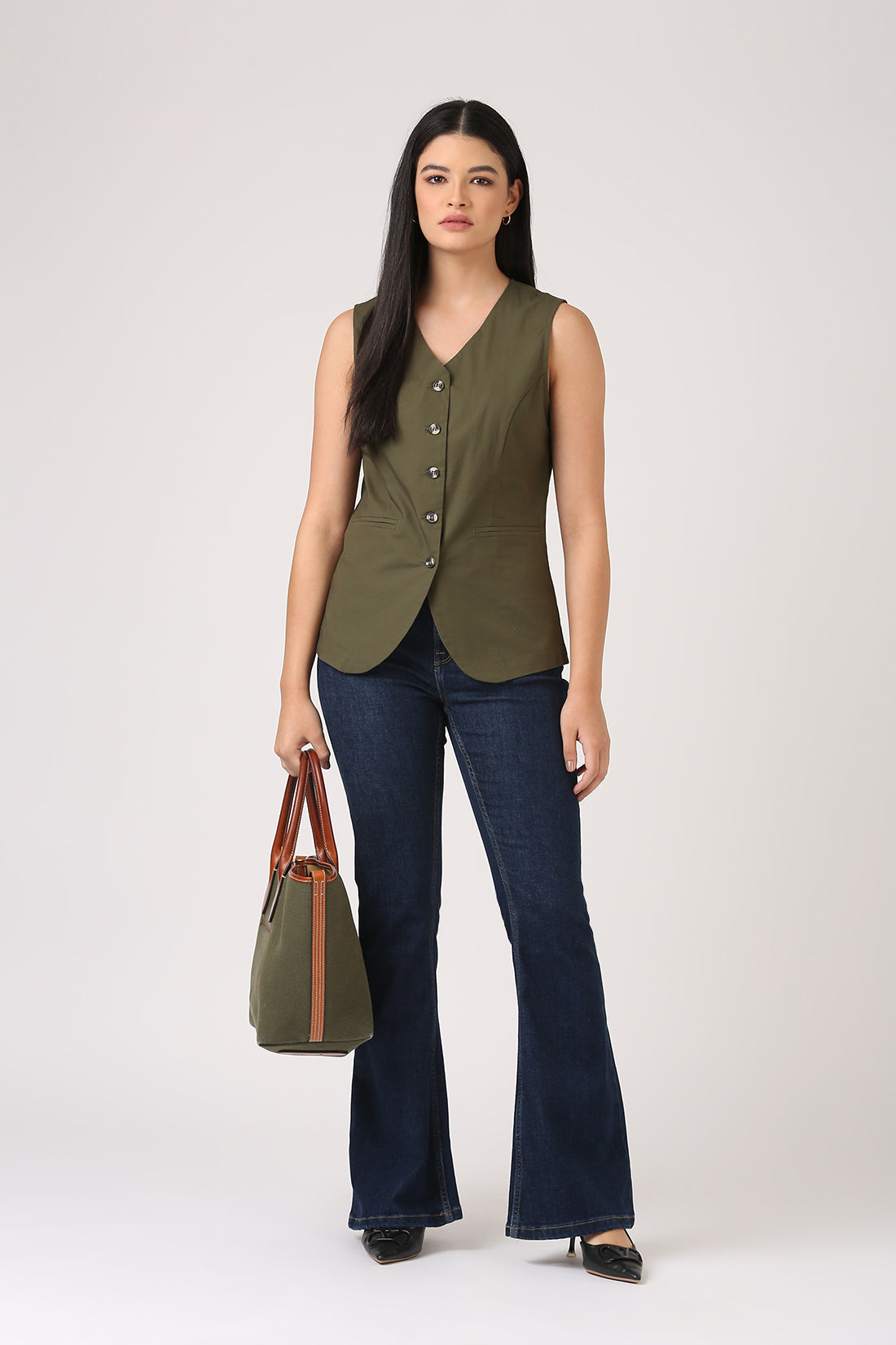 Olive Waistcoat Top