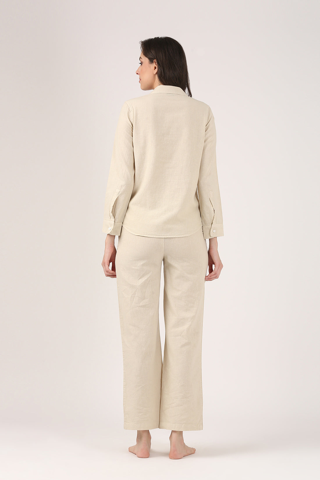 Linen Wide Leg Pants - Beige