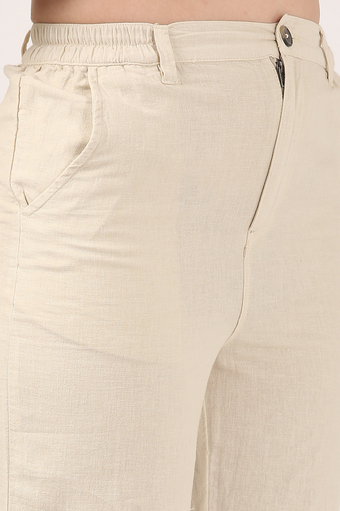Linen Wide Leg Pants - Beige