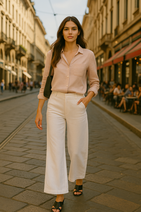 Linen Lapel Shirt - Dusty Pink