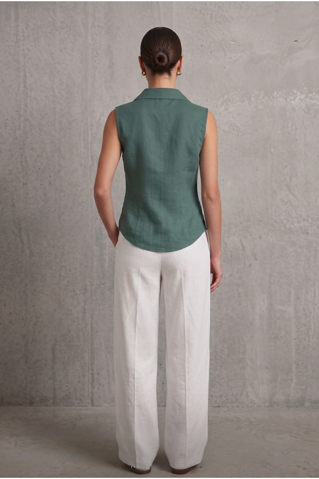Forest Green Sleevless Shirt