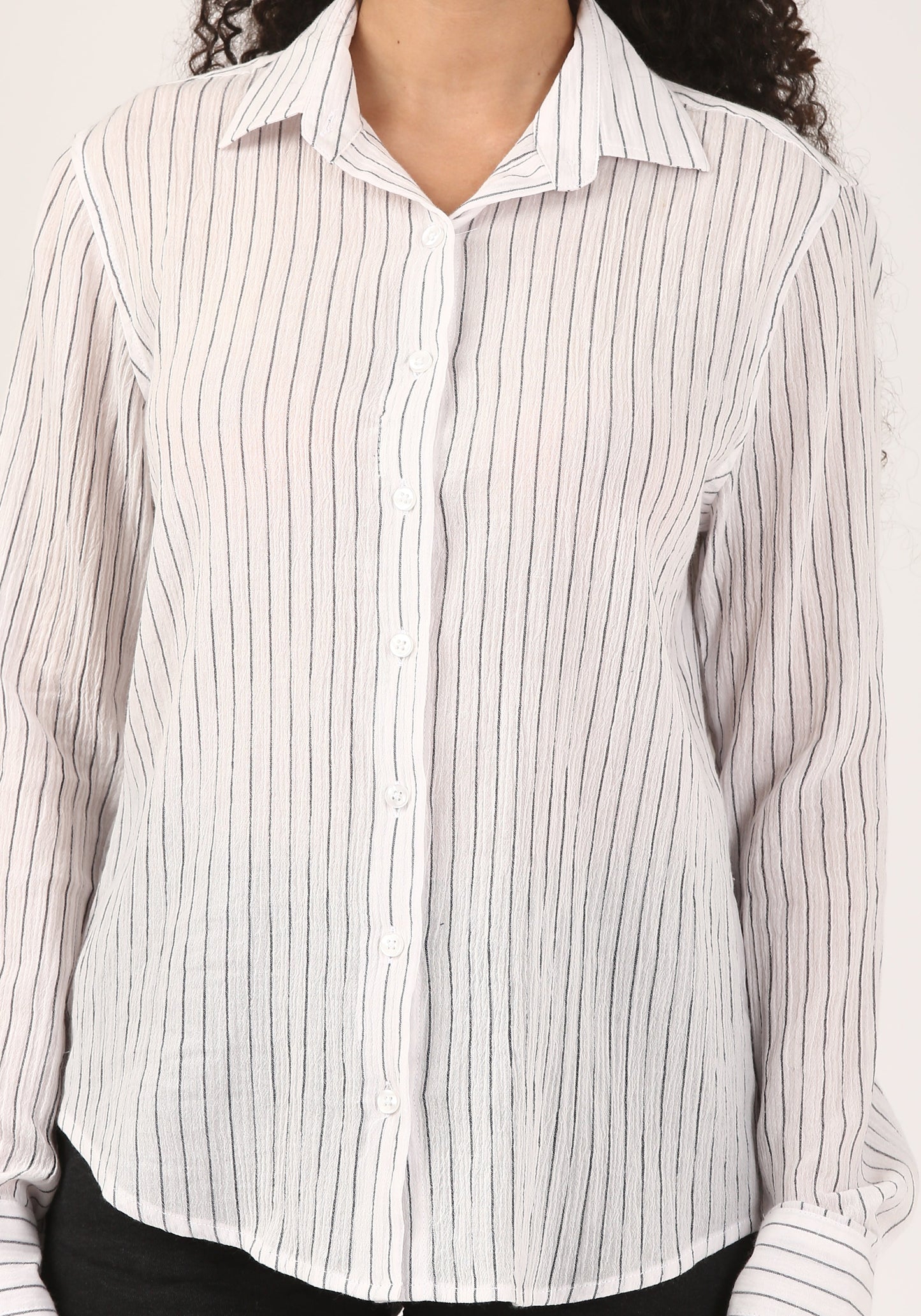 Crinkle Cotton Stripe Shirt
