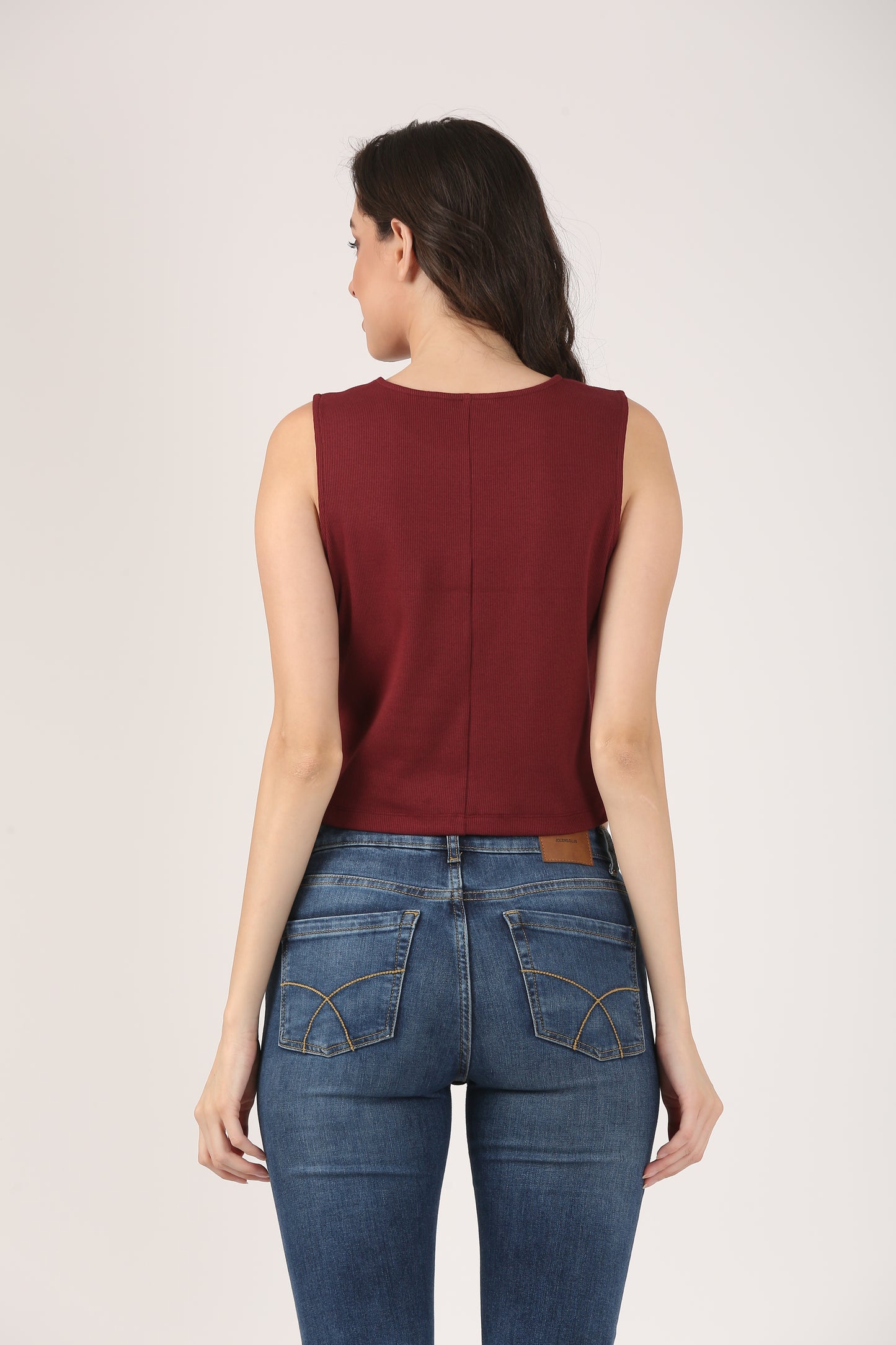 Soft Cotton Rib Sleeveless Wine Top