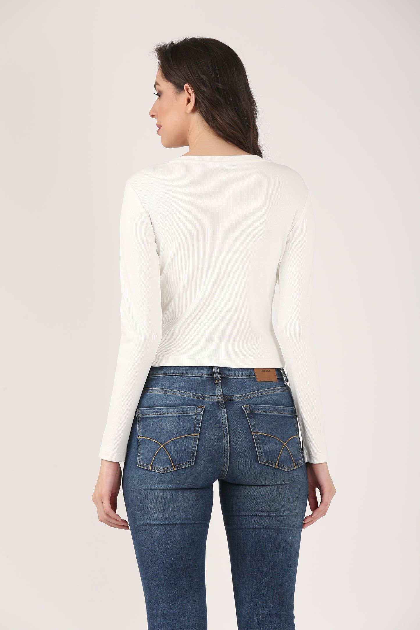 Soft Cotton Rib Sweetheart Neck Cream Top