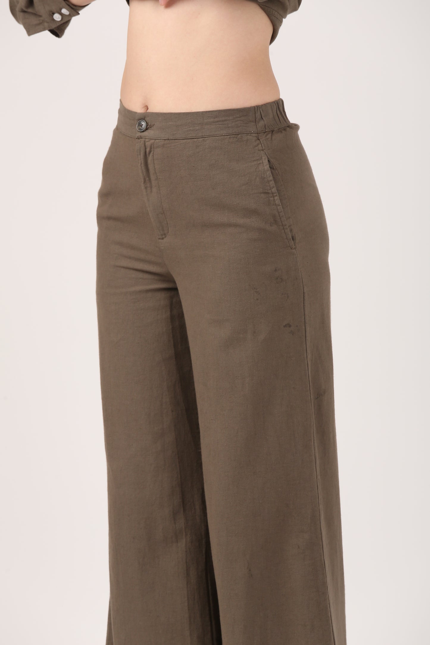 Linen Flare Pant - Olive