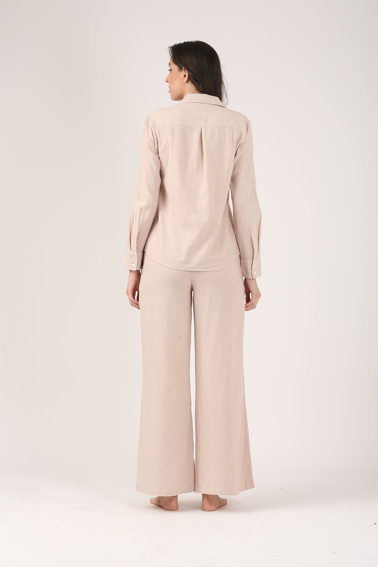Linen Flare Pant - Dusty Pink