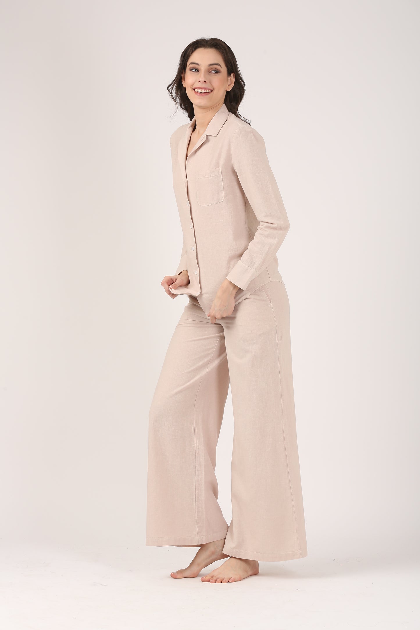 Linen Flare Pant - Dusty Pink
