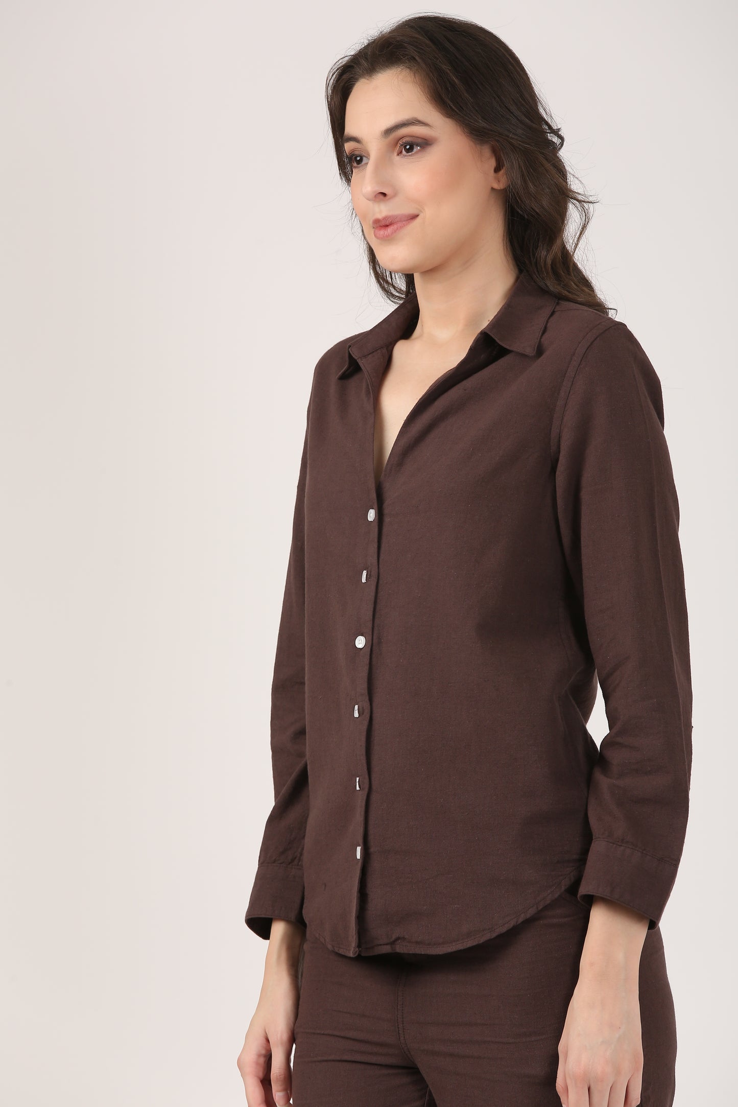 Chocolate Brown Classic Fit Linen Shirt