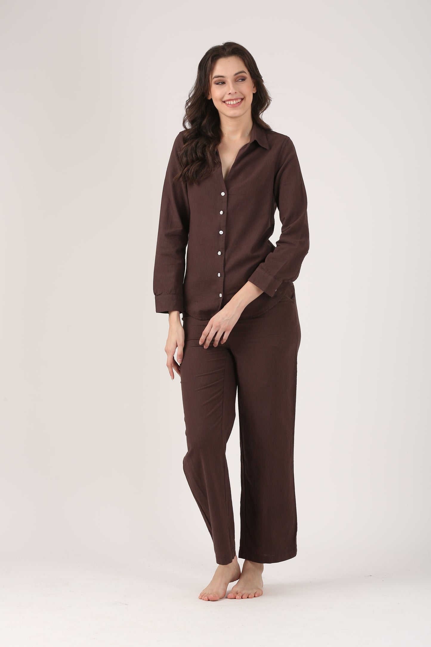 Chocolate Brown Classic Fit Linen Shirt
