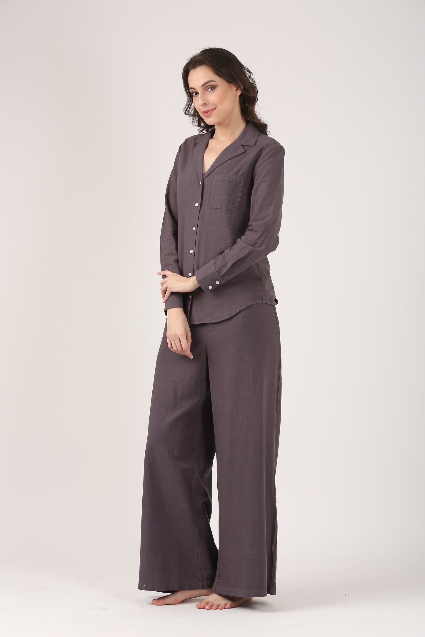 Linen Flare Pant - Charcoal Grey