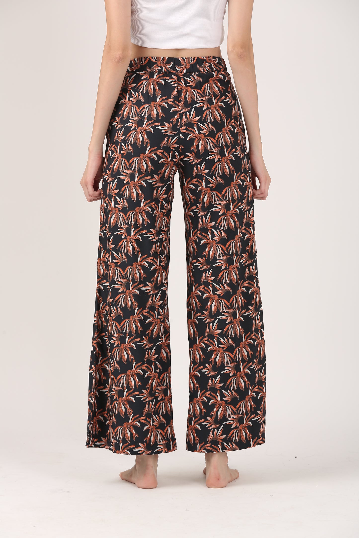 Boho Resort Flare Viscose Pant – Casual Wide Leg Trousers