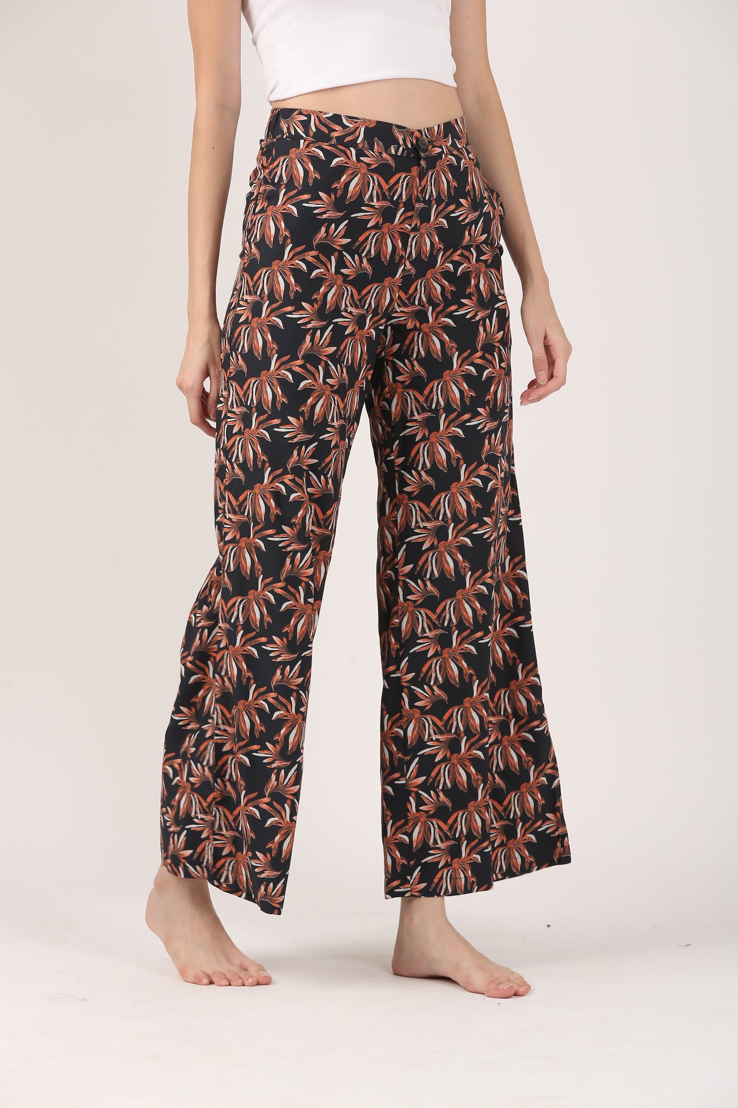 Boho Resort Flare Viscose Pant – Casual Wide Leg Trousers