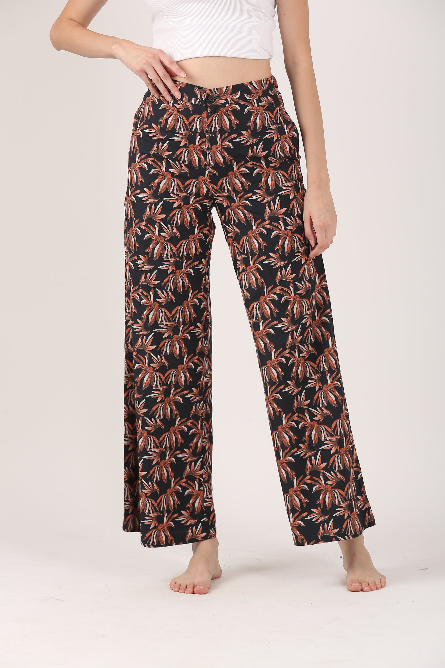 Boho Resort Flare Viscose Pant – Casual Wide Leg Trousers
