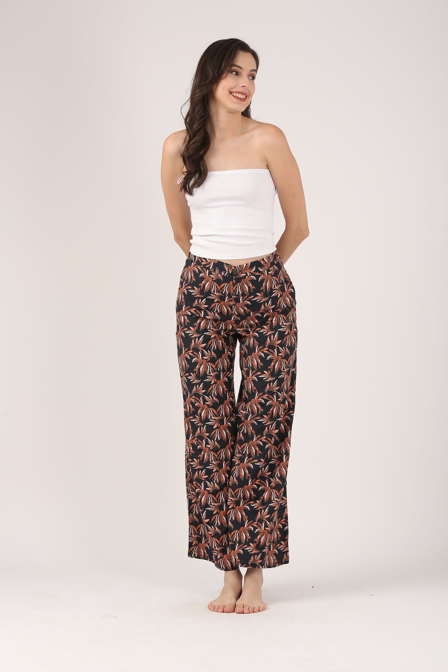 Boho Resort Flare Viscose Pant – Casual Wide Leg Trousers