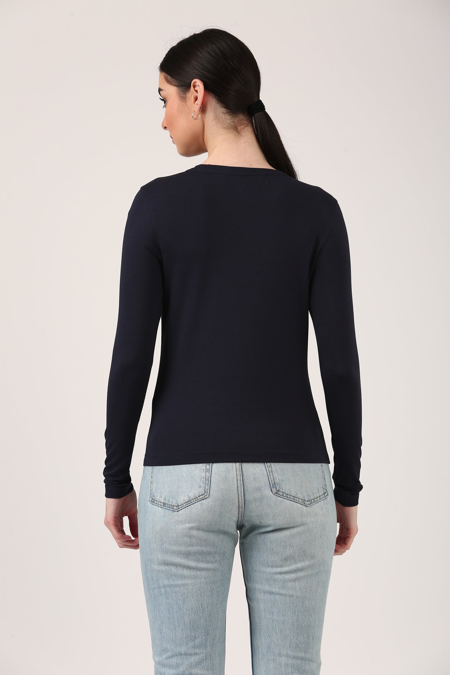 Navy Luxe Long Sleeve Top