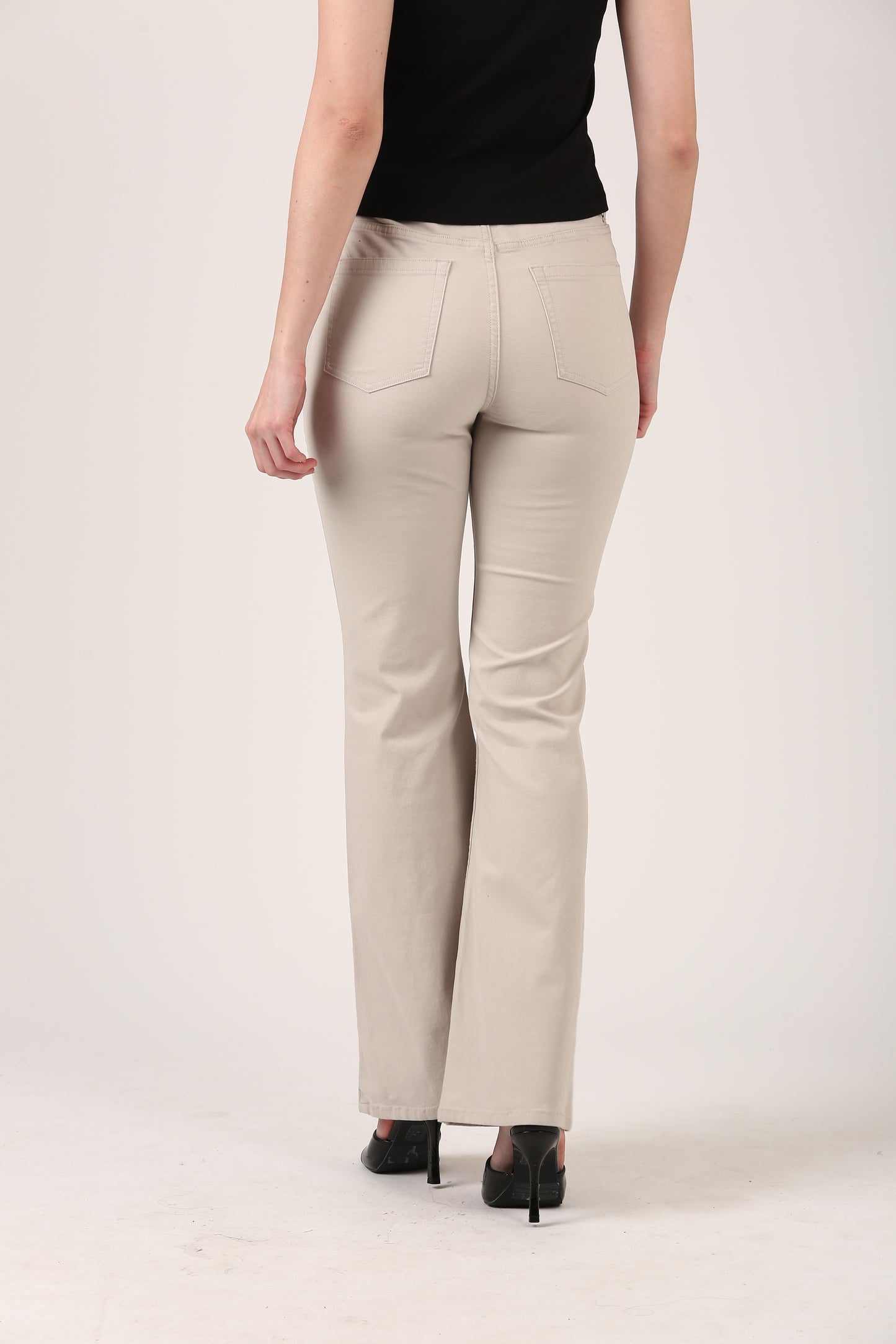 Sand Flare Pants in Cotton Spandex Dobby