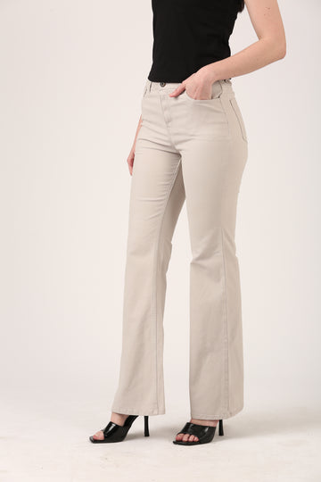 Sand Flare Pants in Cotton Spandex Dobby