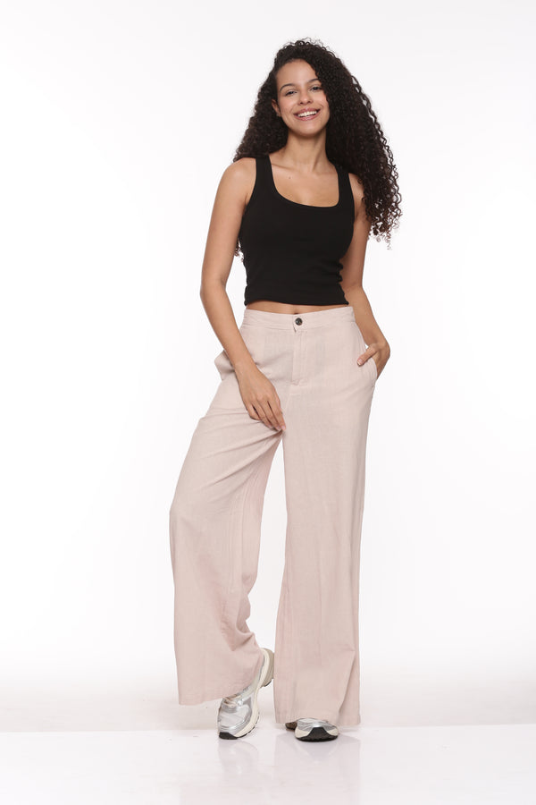 Linen Flare Pant - Dusty Pink