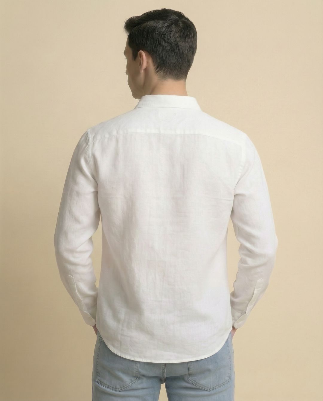 White Full Sleeve Soft Linen Men's Shirt