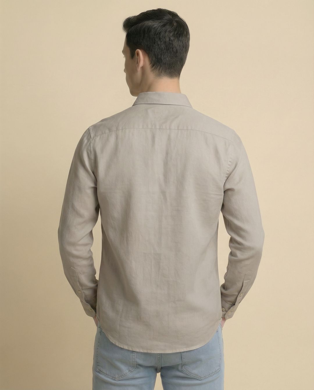 Soft Cotton Beige Full Sleeve Men's Shirt