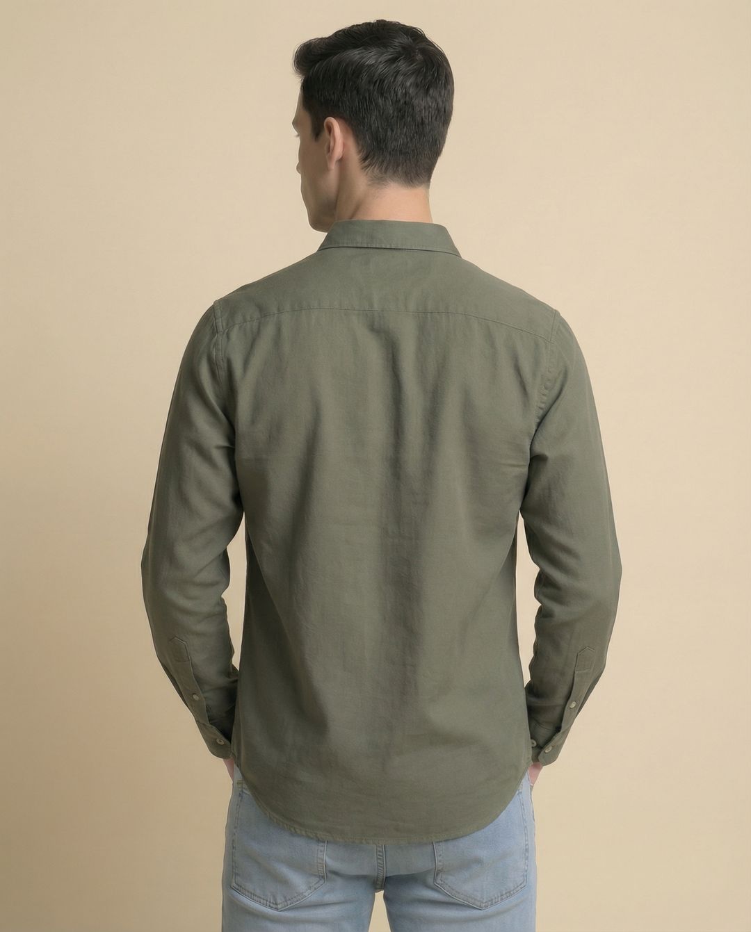 Olive Soft Cotton Full Sleeve Men's Shirt