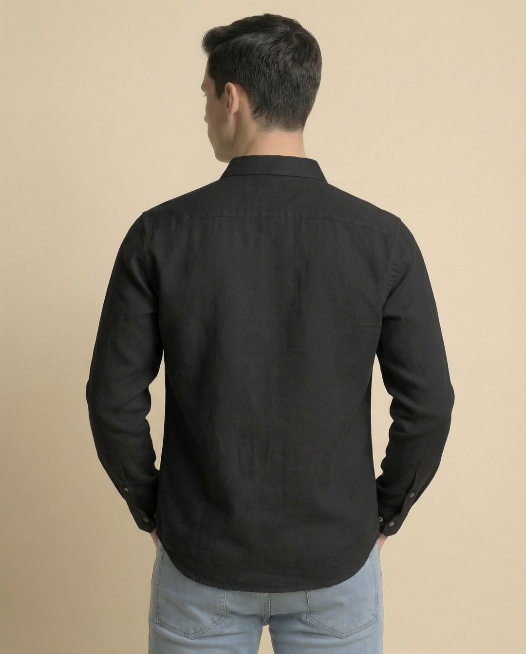 Black Soft Cotton Full Sleeve Men's Shirt