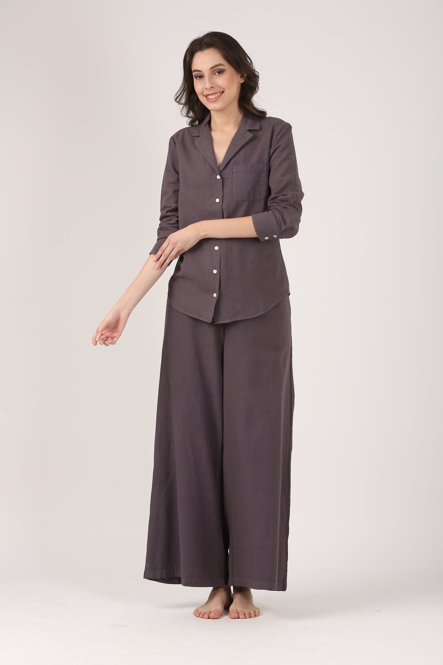 Linen Flare Pant - Charcoal Grey