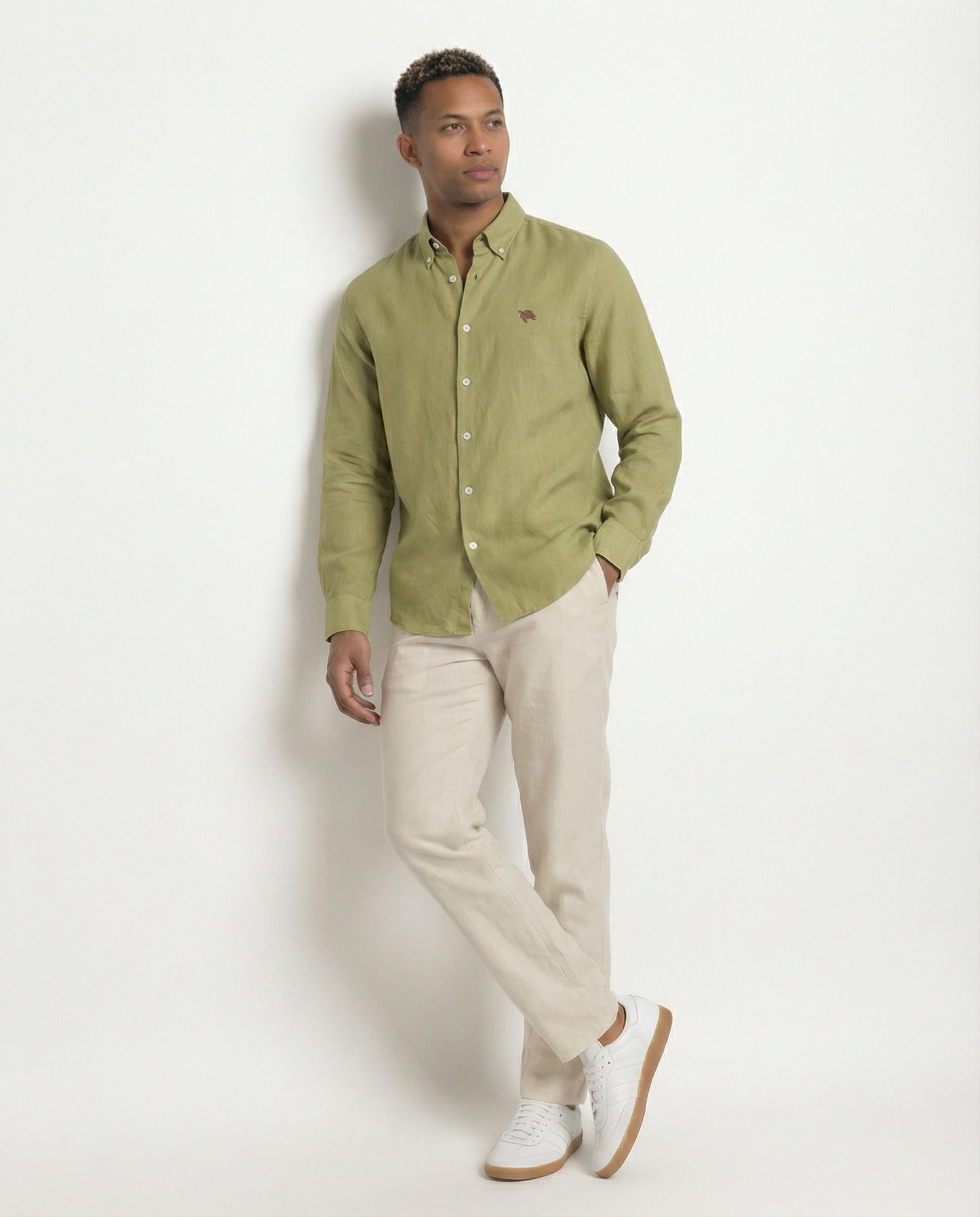 Green Ash Full Sleeve Soft Linen Men's Shirt