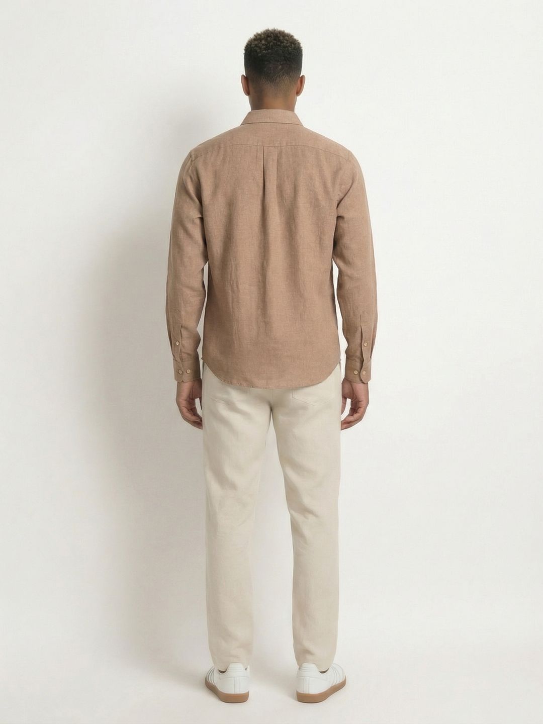 Soft Marl Cotton Taupe Full Sleeve Men's Shirt