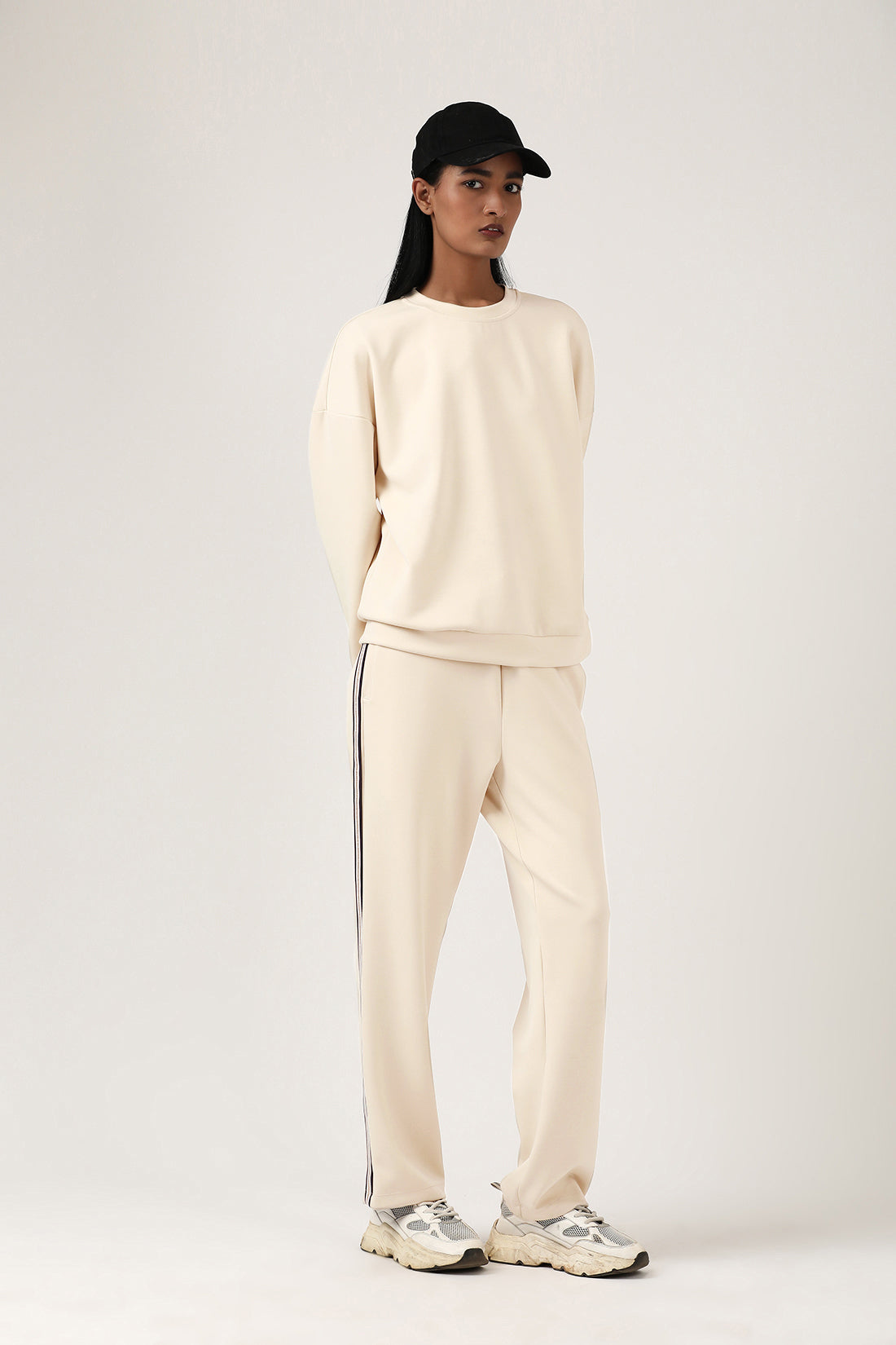 Beige Straight Track Pant from Jolene