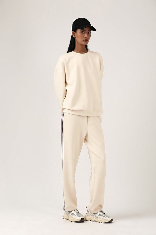 Beige Straight Track Pant from Jolene