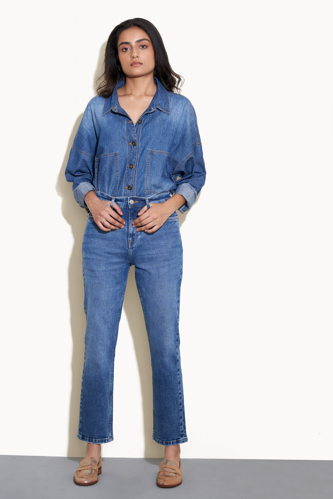 Mid Blue Straight Denim from Jolene