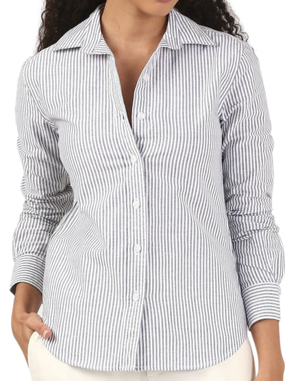 90s Ash Grey Fitted Stripe Shirt
