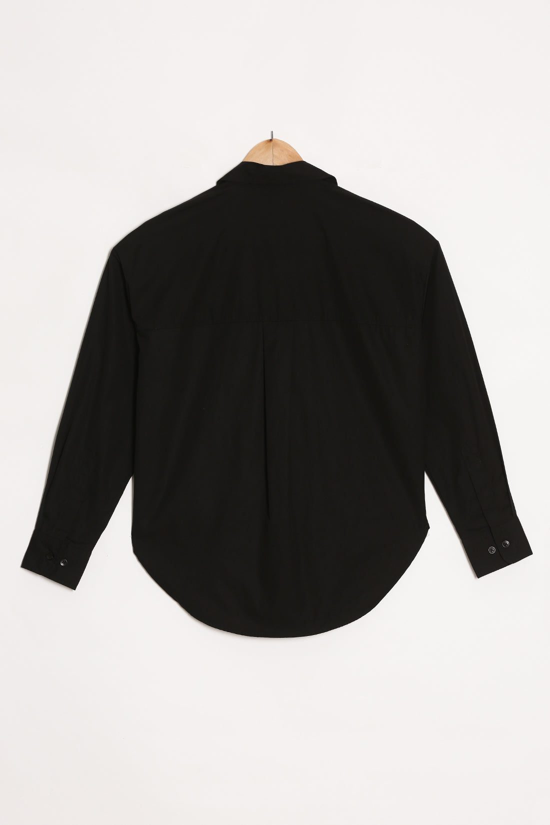 Black Poplin Shirt With Pocket