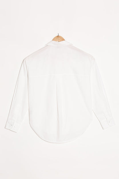 White Poplin Shirt with Pocket