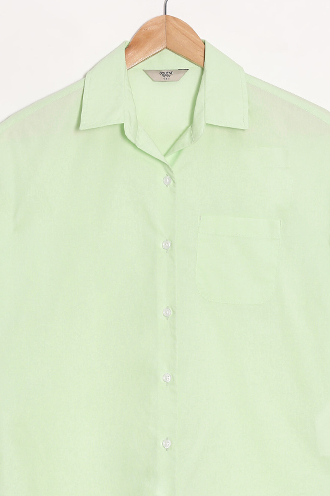 Lime Poplin Shirt With Pocket