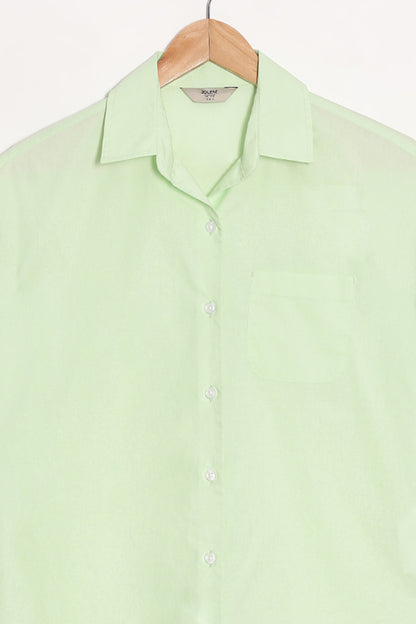 Lime Poplin Shirt With Pocket