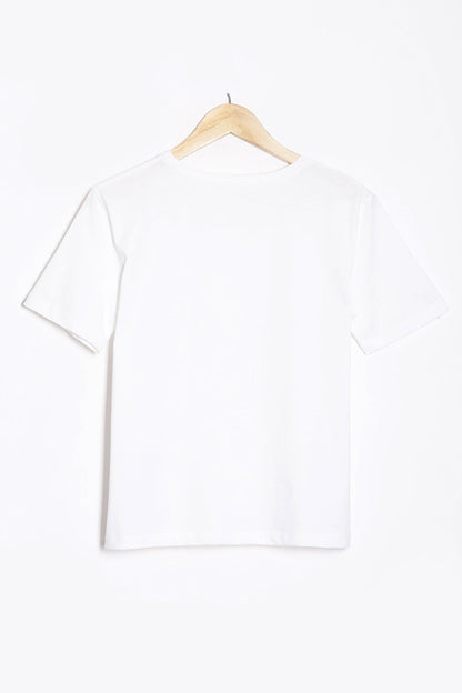 Bright White Hand Embellished Tee