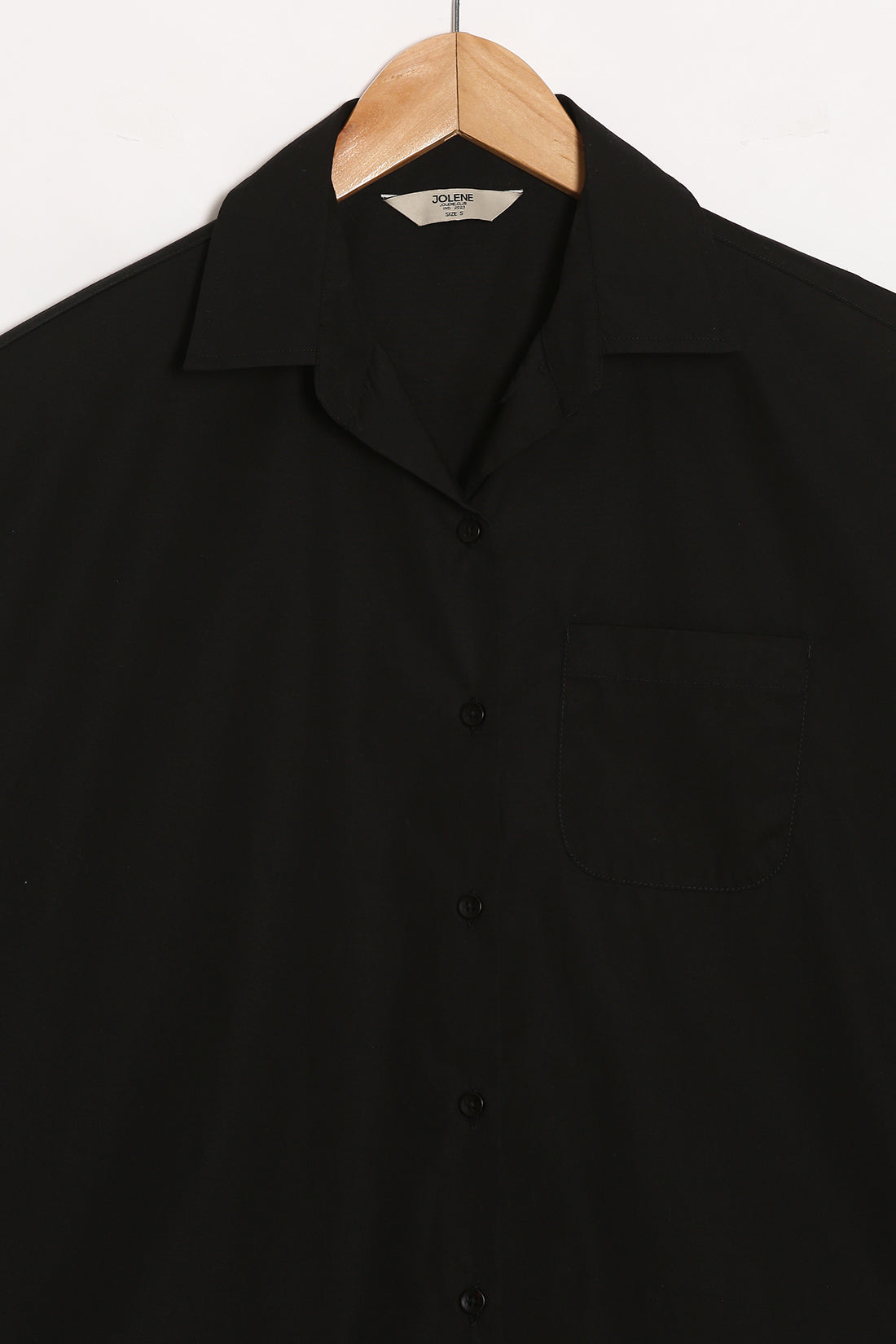 Black Poplin Shirt With Pocket