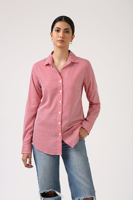 Classic Red & White Striped Shirt