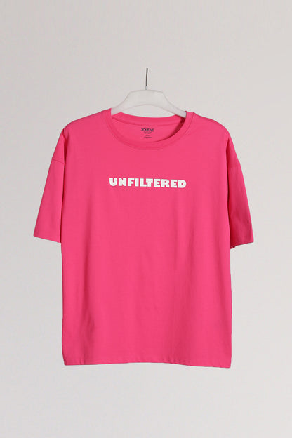 Pink "Unfiltered" Oversized Printed Tee