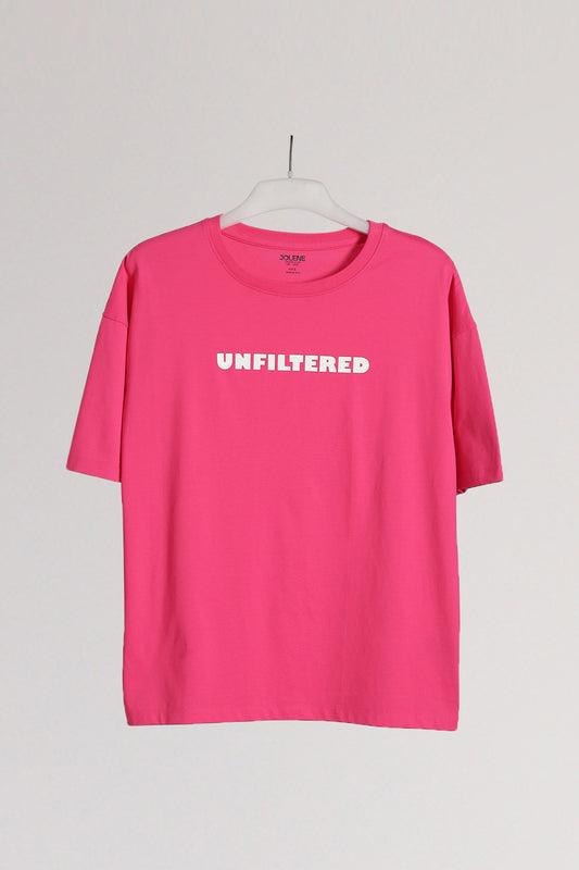 Pink "Unfiltered" Oversized Printed Tee