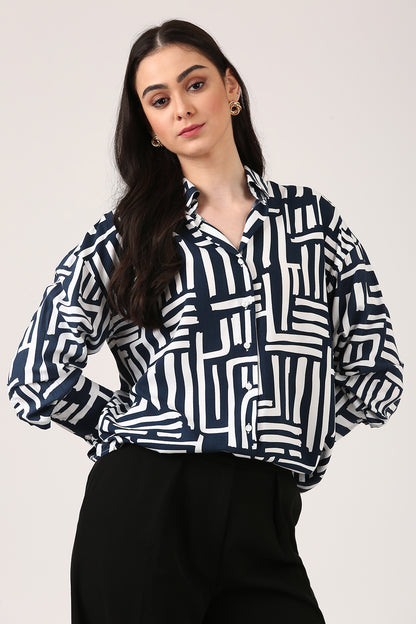 Azur & Blanc Printed Shirt