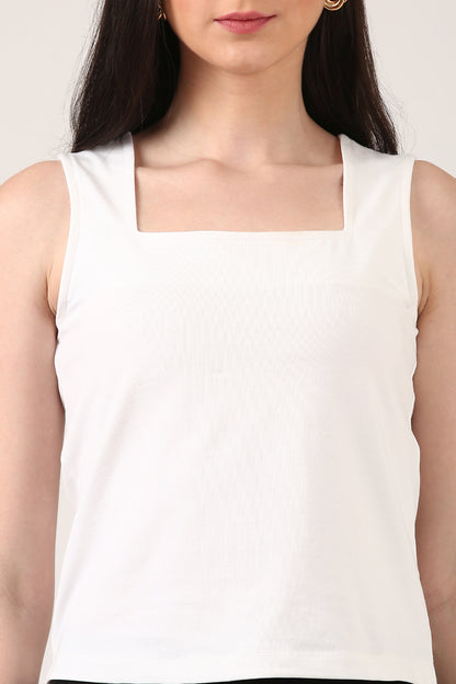 White Square Neck Snug T-Shirt