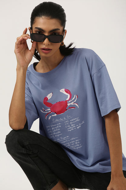 Steel Oversized Crab Graphic Printed Tee