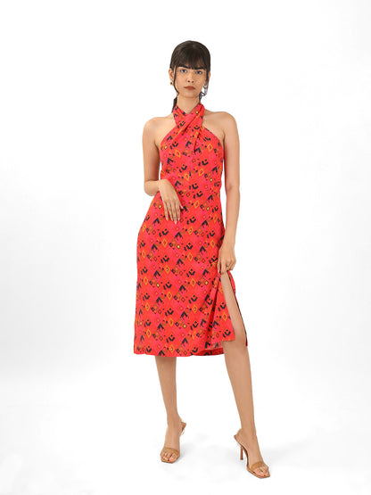 Printed Halter Neck Dress